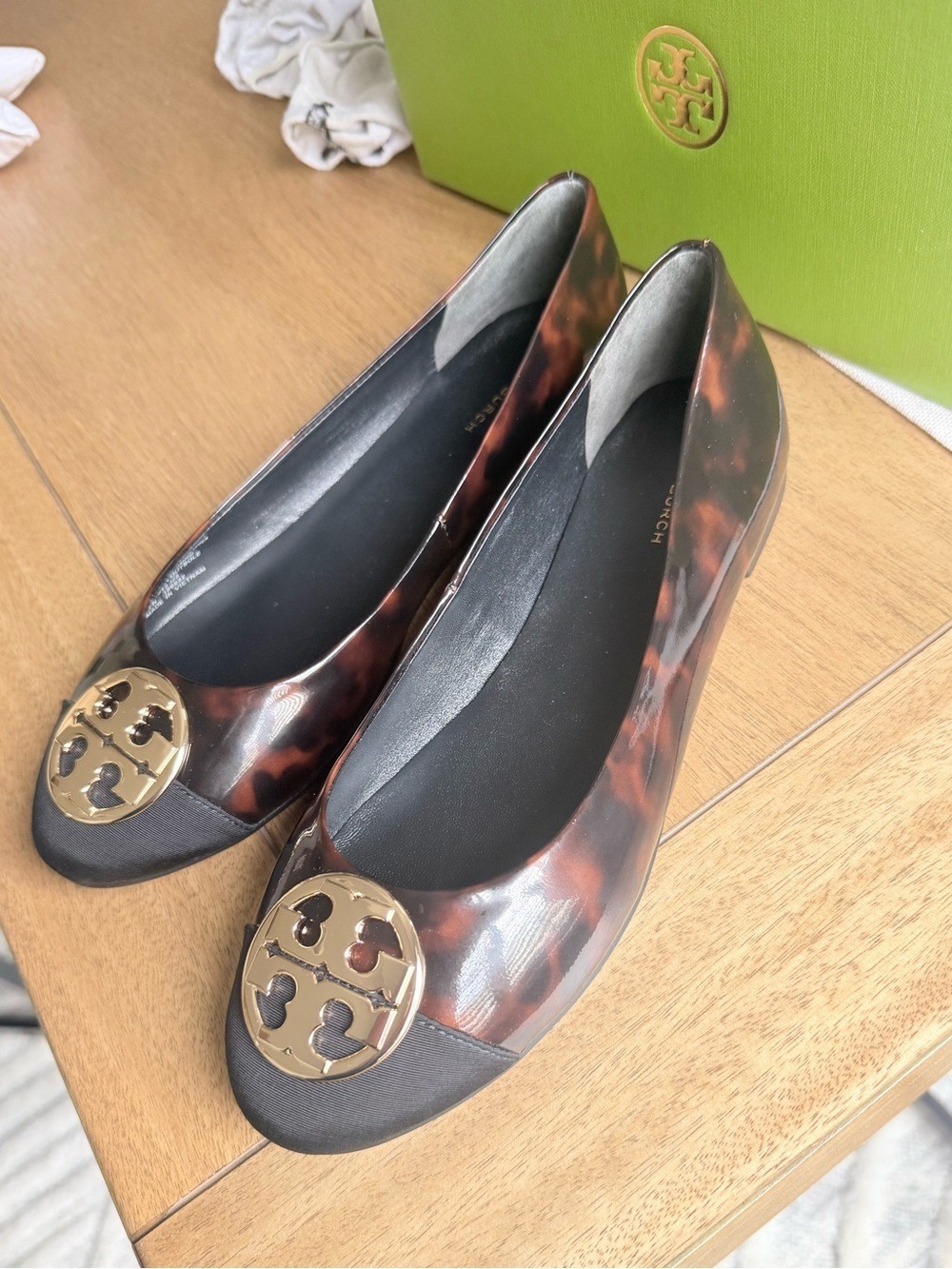 Tory Burch Chelsea Cap-Toe Ballet Flat In Tortoise Patent;SZ9 ;BlNIB;Ret $228 - Picture 3 of 7